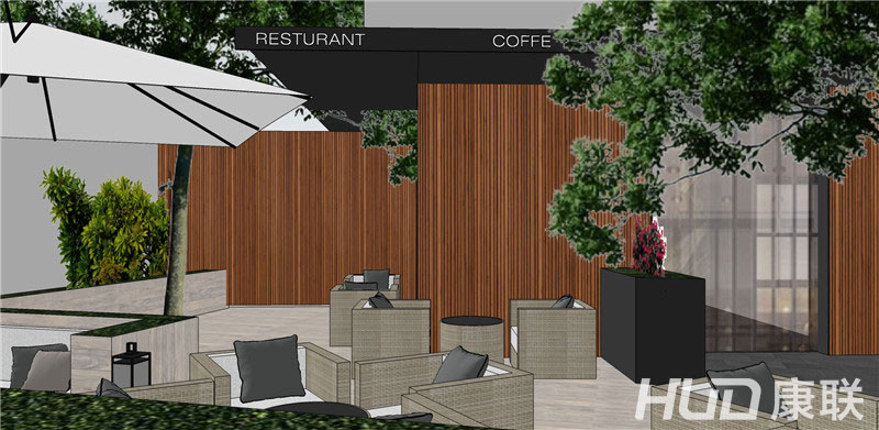 斐济餐厅露天餐区设计效果图
